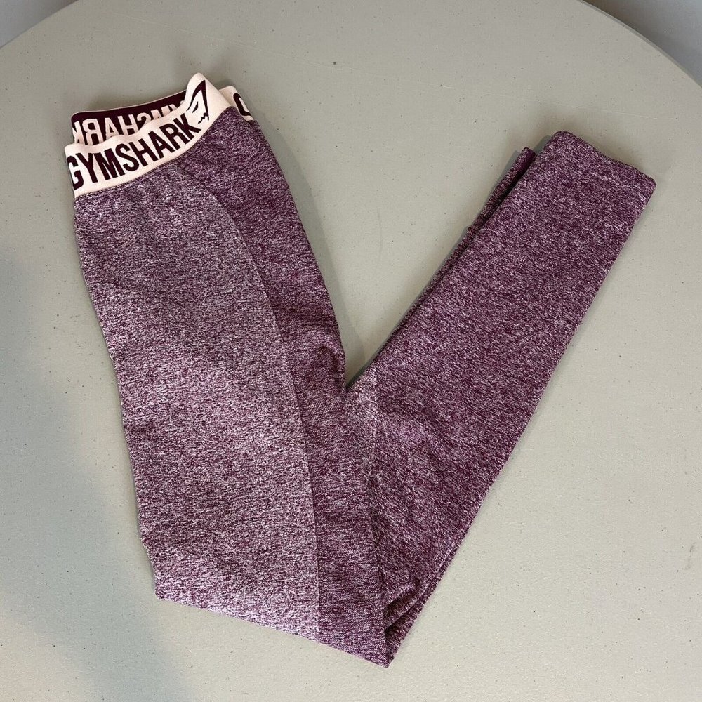 Gymshark‎ Flex Leggings Burgundy Spell Out Logo Waist Band Women's Size Small